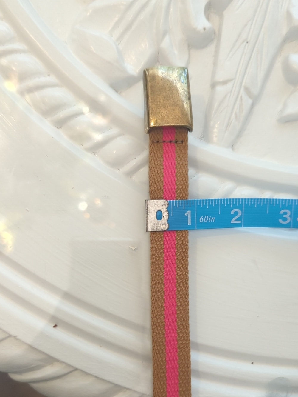 J Crew Skinny Belt Pink Brown Gold Square Buckle - Picture 11 of 11